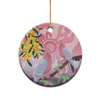Australia Galah Ceramic Ornament Gumblossoms Golden Wattle Aboriginal Art - Aussie Hoodie