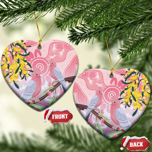 Australia Galah Ceramic Ornament Gumblossoms Golden Wattle Aboriginal Art - Aussie Hoodie