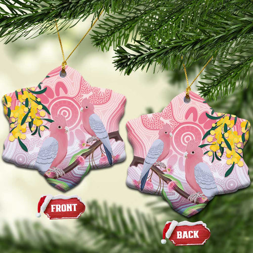 Australia Galah Ceramic Ornament Gumblossoms Golden Wattle Aboriginal Art - Aussie Hoodie