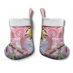 Australia Galah Christmas Stocking Gumblossoms Golden Wattle Aboriginal Art - Aussie Hoodie
