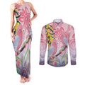 Australia Galah Couples Matching Tank Maxi Dress and Long Sleeve Button Shirt Gumblossoms Golden Wattle Aboriginal Art