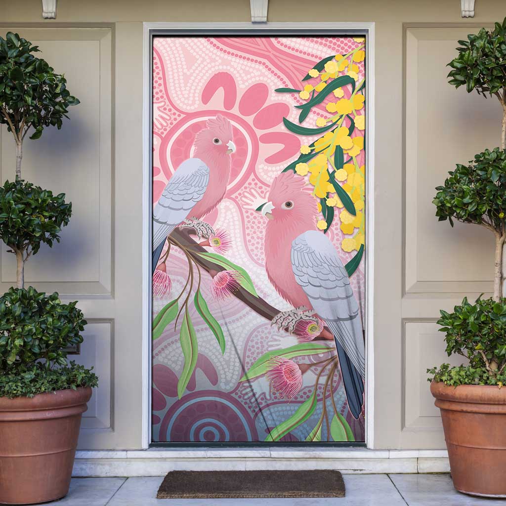 Australia Galah Door Cover Gumblossoms Golden Wattle Aboriginal Art - Aussie Hoodie
