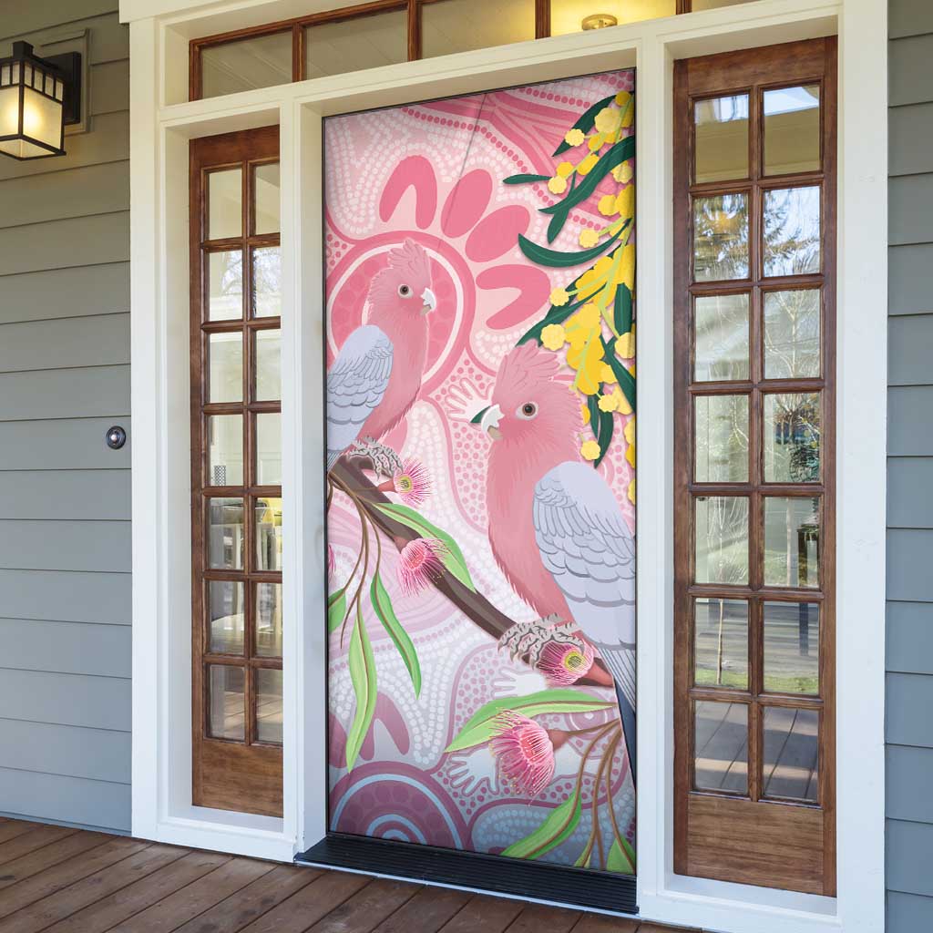 Australia Galah Door Cover Gumblossoms Golden Wattle Aboriginal Art - Aussie Hoodie