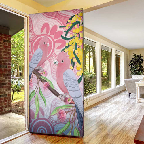 Australia Galah Door Cover Gumblossoms Golden Wattle Aboriginal Art - Aussie Hoodie