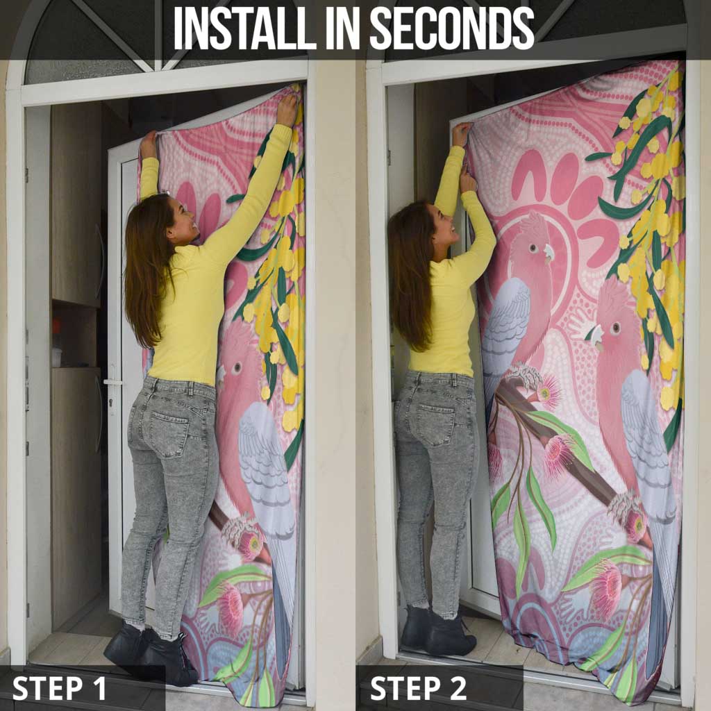 Australia Galah Door Cover Gumblossoms Golden Wattle Aboriginal Art - Aussie Hoodie