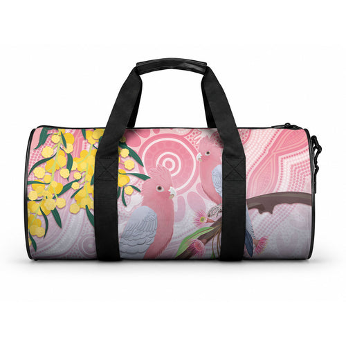 Australia Galah Duffle Bag Gumblossoms Golden Wattle Aboriginal Art
