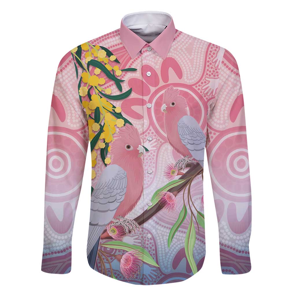 Australia Galah Family Matching Long Sleeve Bodycon Dress and Hawaiian Shirt Gumblossoms Golden Wattle Aboriginal Art