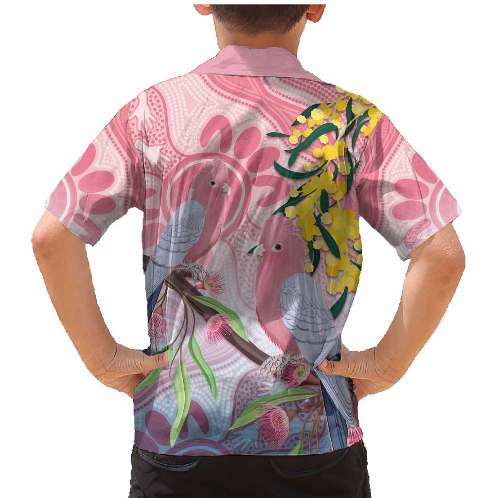 Australia Galah Family Matching Mermaid Dress and Hawaiian Shirt Gumblossoms Golden Wattle Aboriginal Art