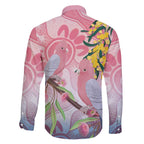 Australia Galah Family Matching Off The Shoulder Long Sleeve Dress and Hawaiian Shirt Gumblossoms Golden Wattle Aboriginal Art