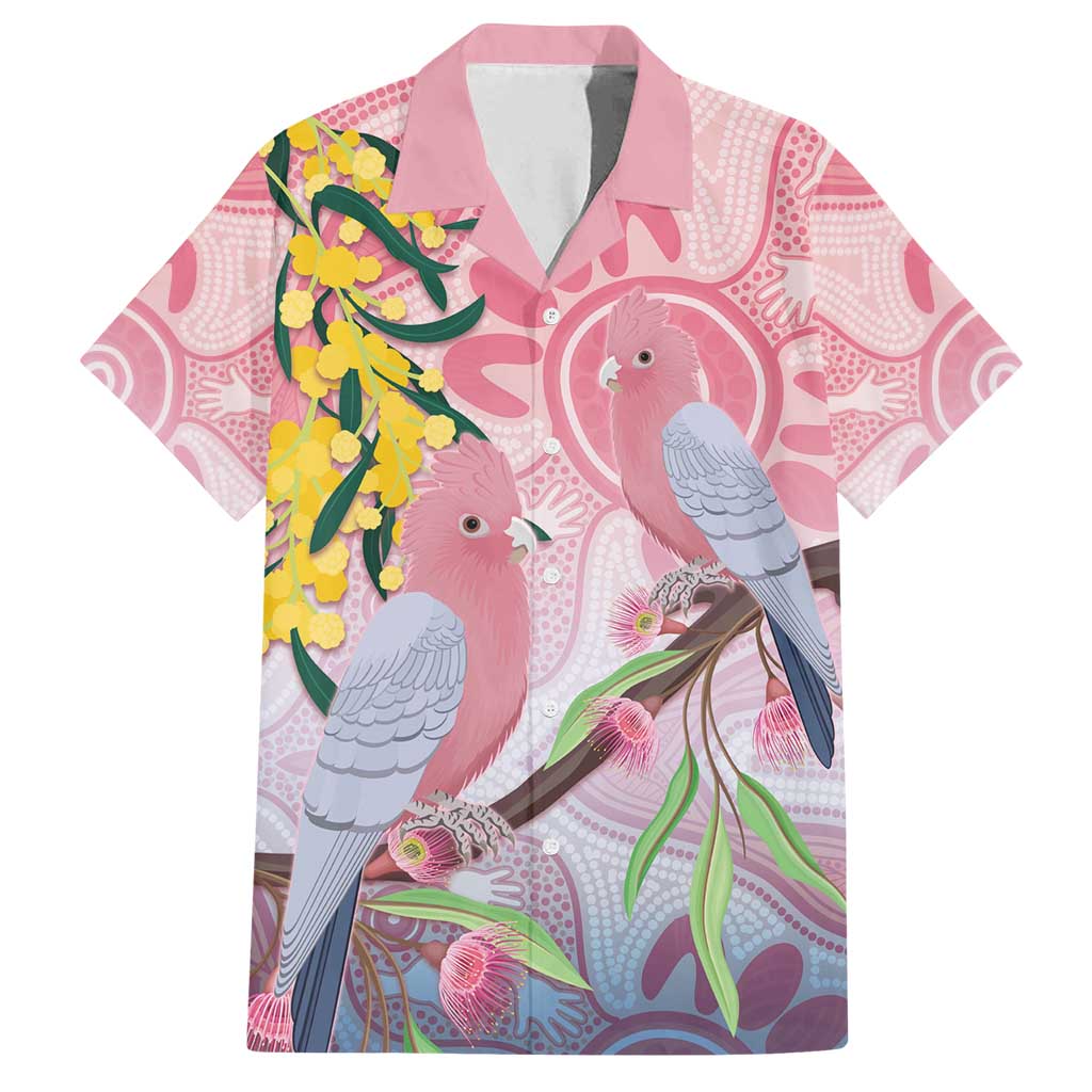 Australia Galah Family Matching Off Shoulder Short Dress and Hawaiian Shirt Gumblossoms Golden Wattle Aboriginal Art
