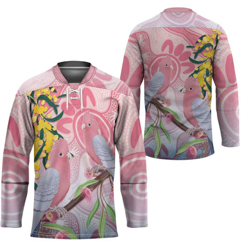 Australia Galah Hockey Jersey Gumblossoms Golden Wattle Aboriginal Art - Aussie Hoodie