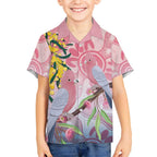 Australia Galah Kid Hawaiian Shirt Gumblossoms Golden Wattle Aboriginal Art