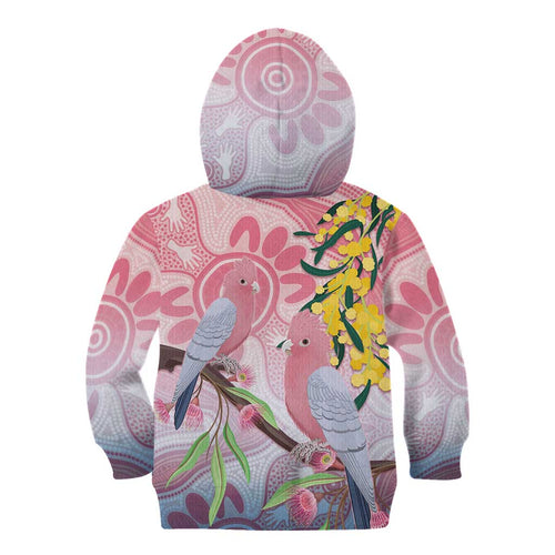 Australia Galah Kid Hoodie Gumblossoms Golden Wattle Aboriginal Art