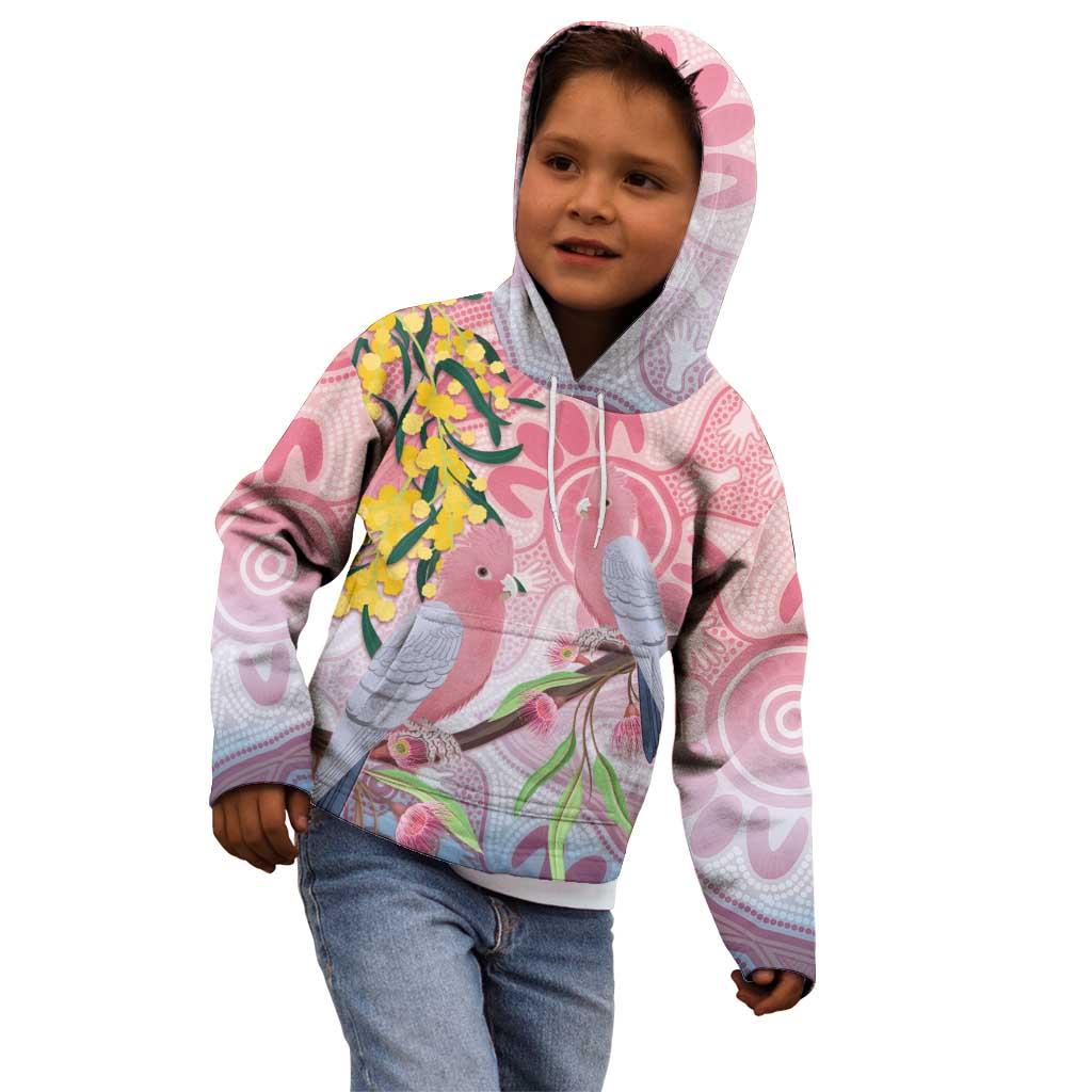 Australia Galah Kid Hoodie Gumblossoms Golden Wattle Aboriginal Art