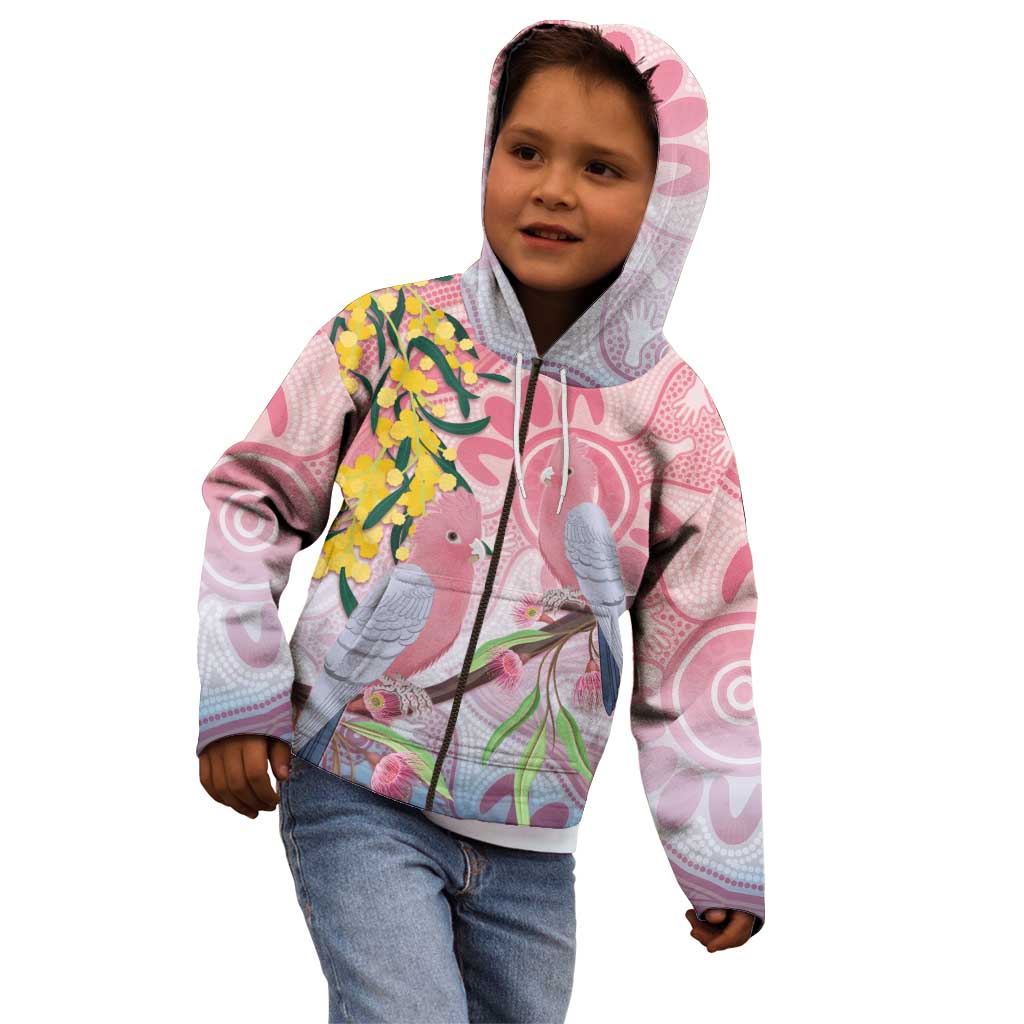 Australia Galah Kid Hoodie Gumblossoms Golden Wattle Aboriginal Art