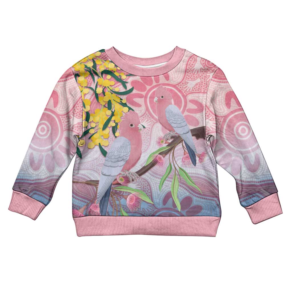 Australia Galah Kid Ugly Christmas Sweater Gumblossoms Golden Wattle Aboriginal Art - Aussie Hoodie