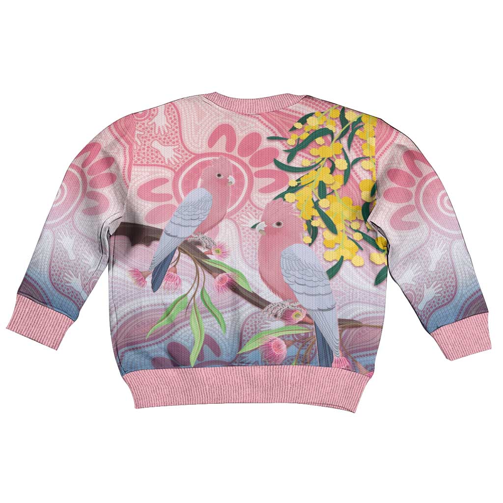 Australia Galah Kid Ugly Christmas Sweater Gumblossoms Golden Wattle Aboriginal Art - Aussie Hoodie