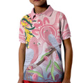 Australia Galah Kid Polo Shirt Gumblossoms Golden Wattle Aboriginal Art