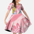 Australia Galah Kid Short Sleeve Dress Gumblossoms Golden Wattle Aboriginal Art