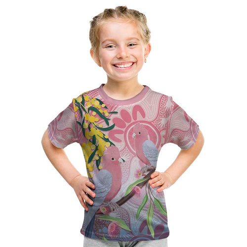 Australia Galah Kid T Shirt Gumblossoms Golden Wattle Aboriginal Art