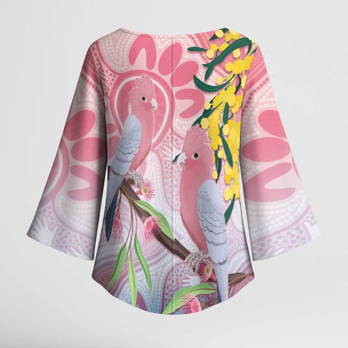Australia Galah Kimono Sleeve Blouse Gumblossoms Golden Wattle Aboriginal Art - Aussie Hoodie