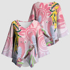 Australia Galah Kimono Sleeve Blouse Gumblossoms Golden Wattle Aboriginal Art - Aussie Hoodie