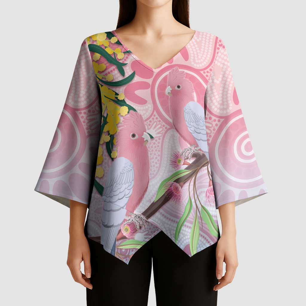 Australia Galah Kimono Sleeve Blouse Gumblossoms Golden Wattle Aboriginal Art - Aussie Hoodie