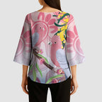 Australia Galah Kimono Sleeve Blouse Gumblossoms Golden Wattle Aboriginal Art - Aussie Hoodie