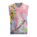 Australia Galah Christmas Knitted V-Neck Vest Gumblossoms Golden Wattle Aboriginal Art - Aussie Hoodie