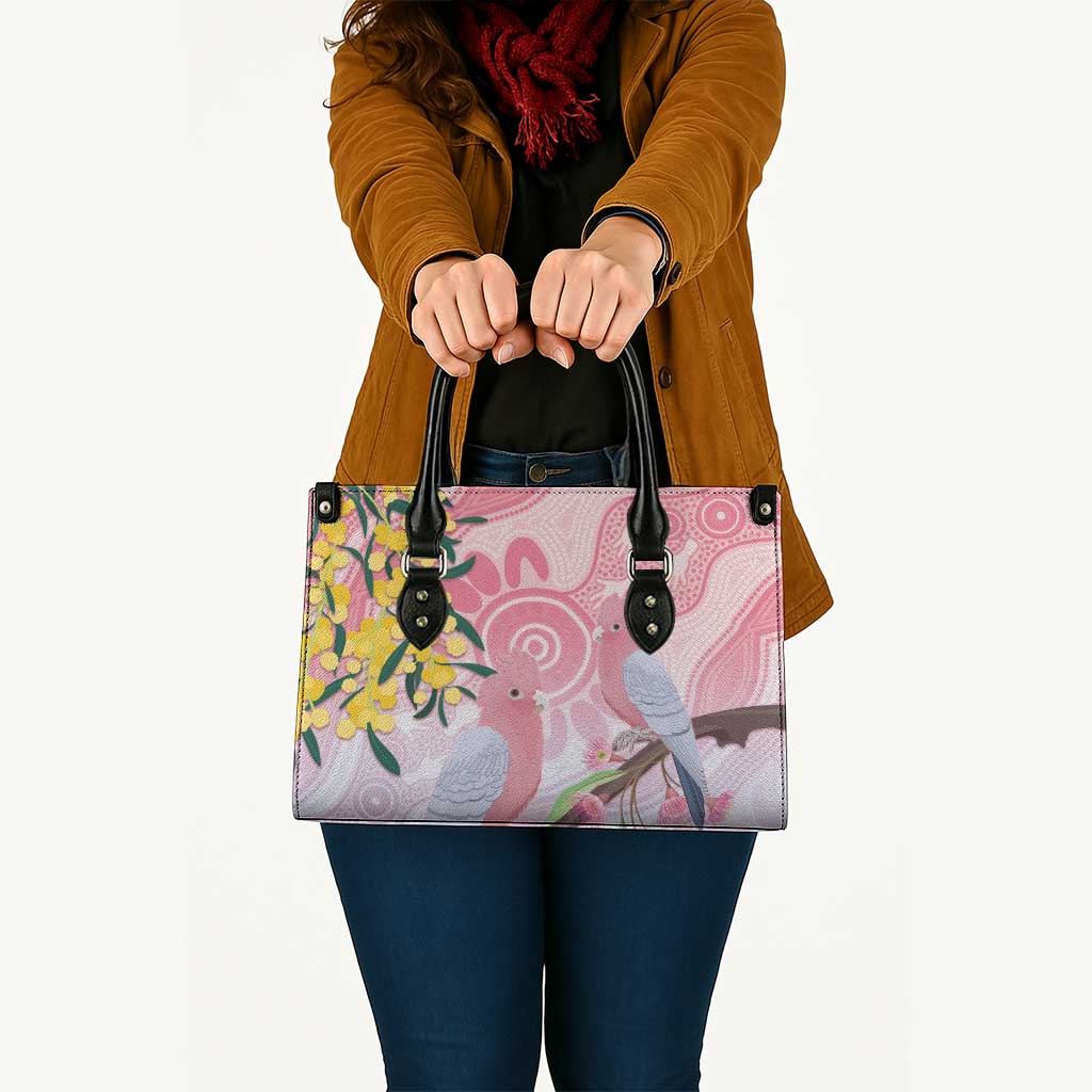Australia Galah Leather Bag Gumblossoms Golden Wattle Aboriginal Art - Aussie Hoodie