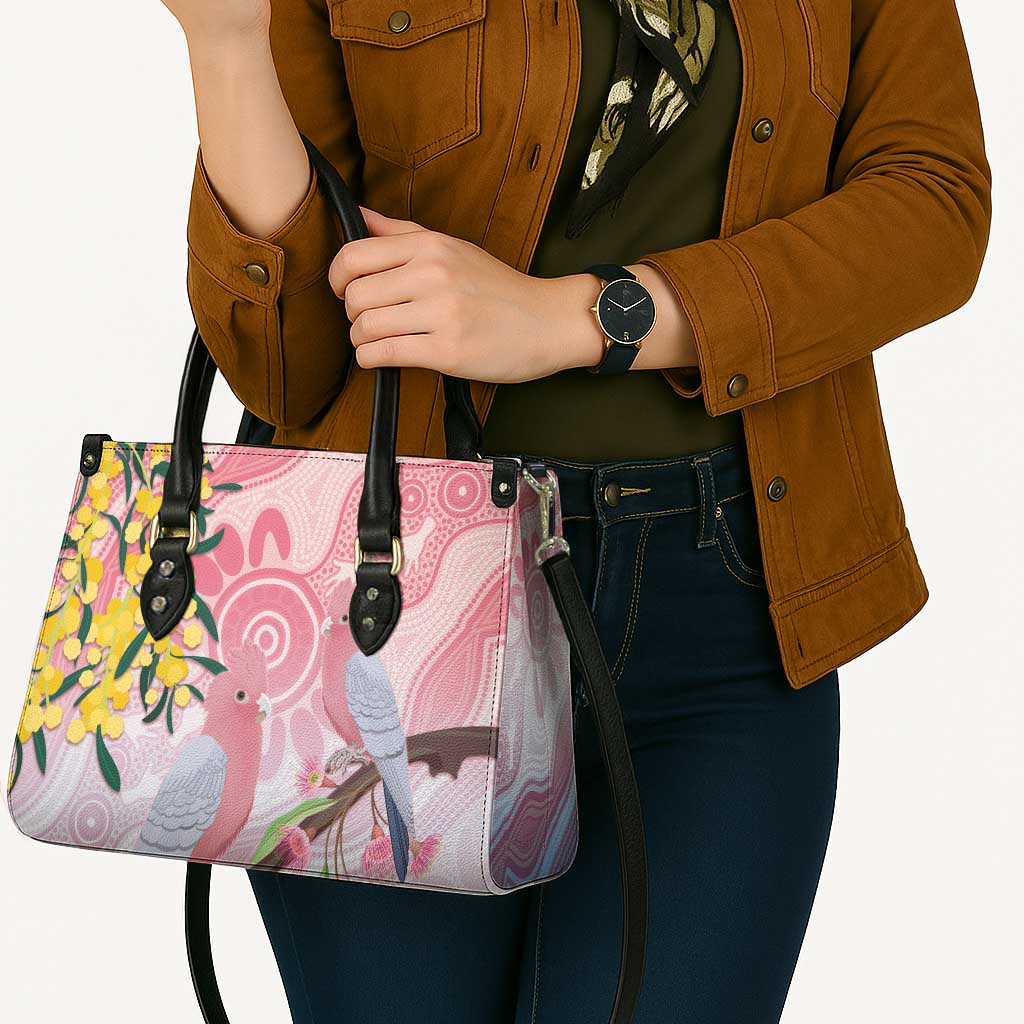 Australia Galah Leather Bag Gumblossoms Golden Wattle Aboriginal Art - Aussie Hoodie