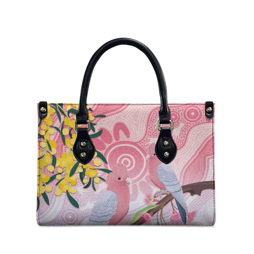 Australia Galah Leather Bag Gumblossoms Golden Wattle Aboriginal Art - Aussie Hoodie
