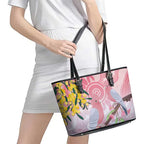 Australia Galah Leather Tote Bag Gumblossoms Golden Wattle Aboriginal Art