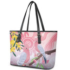 Australia Galah Leather Tote Bag Gumblossoms Golden Wattle Aboriginal Art