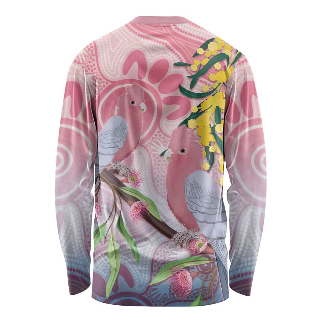 Australia Galah Long Sleeve Shirt Gumblossoms Golden Wattle Aboriginal Art
