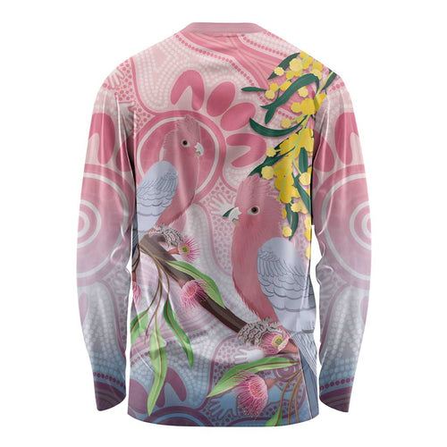 Australia Galah Long Sleeve Shirt Gumblossoms Golden Wattle Aboriginal Art