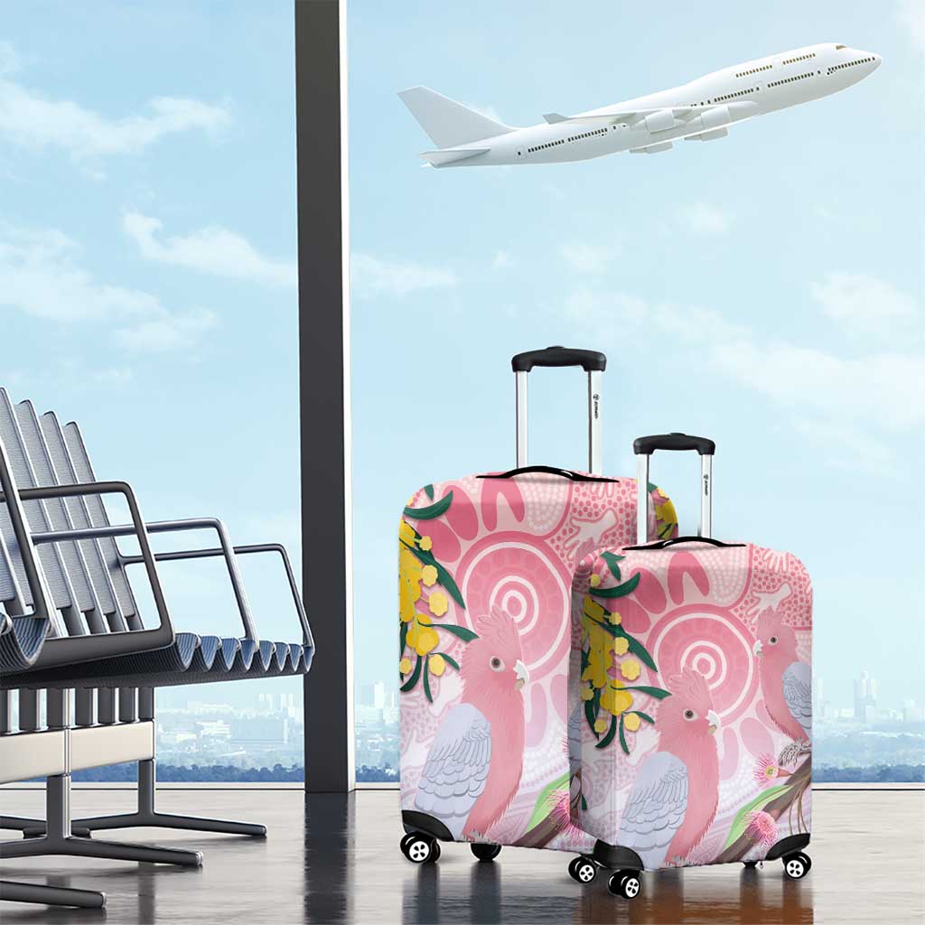 Australia Galah Luggage Cover Gumblossoms Golden Wattle Aboriginal Art