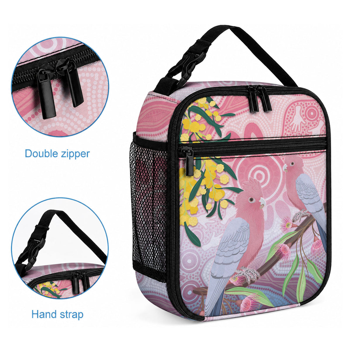 Australia Galah Lunch Bag Gumblossoms Golden Wattle Aboriginal Art