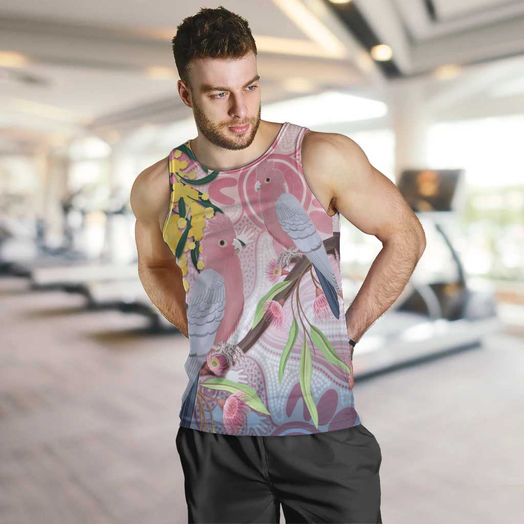Australia Galah Men Tank Top Gumblossoms Golden Wattle Aboriginal Art