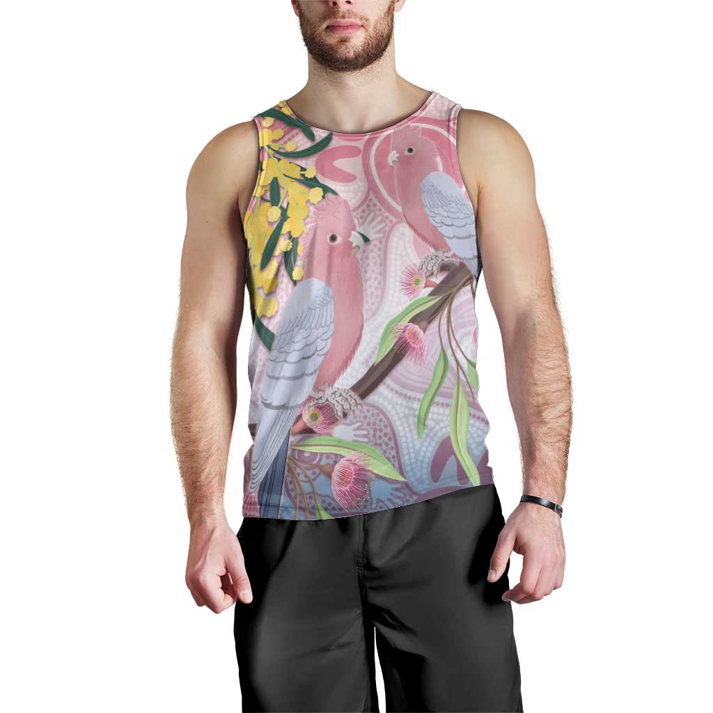 Australia Galah Men Tank Top Gumblossoms Golden Wattle Aboriginal Art