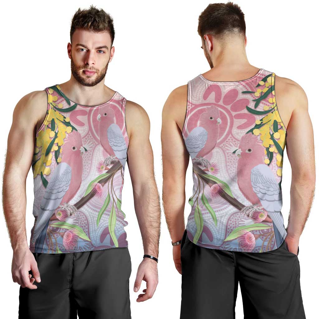 Australia Galah Men Tank Top Gumblossoms Golden Wattle Aboriginal Art