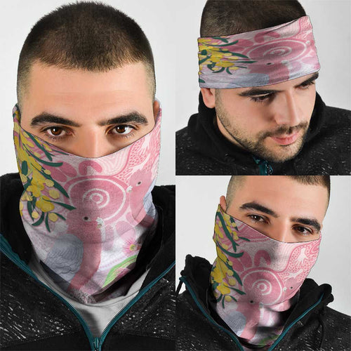 Australia Galah Neck Gaiter Gumblossoms Golden Wattle Aboriginal Art - Aussie Hoodie