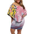 Australia Galah Off Shoulder Short Dress Gumblossoms Golden Wattle Aboriginal Art