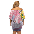 Australia Galah Off Shoulder Short Dress Gumblossoms Golden Wattle Aboriginal Art