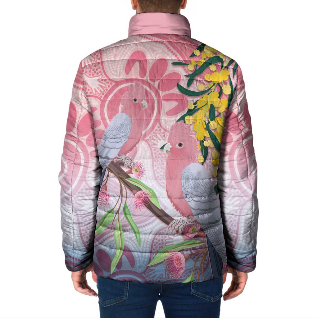 Australia Galah Padded Jacket Gumblossoms Golden Wattle Aboriginal Art - Aussie Hoodie