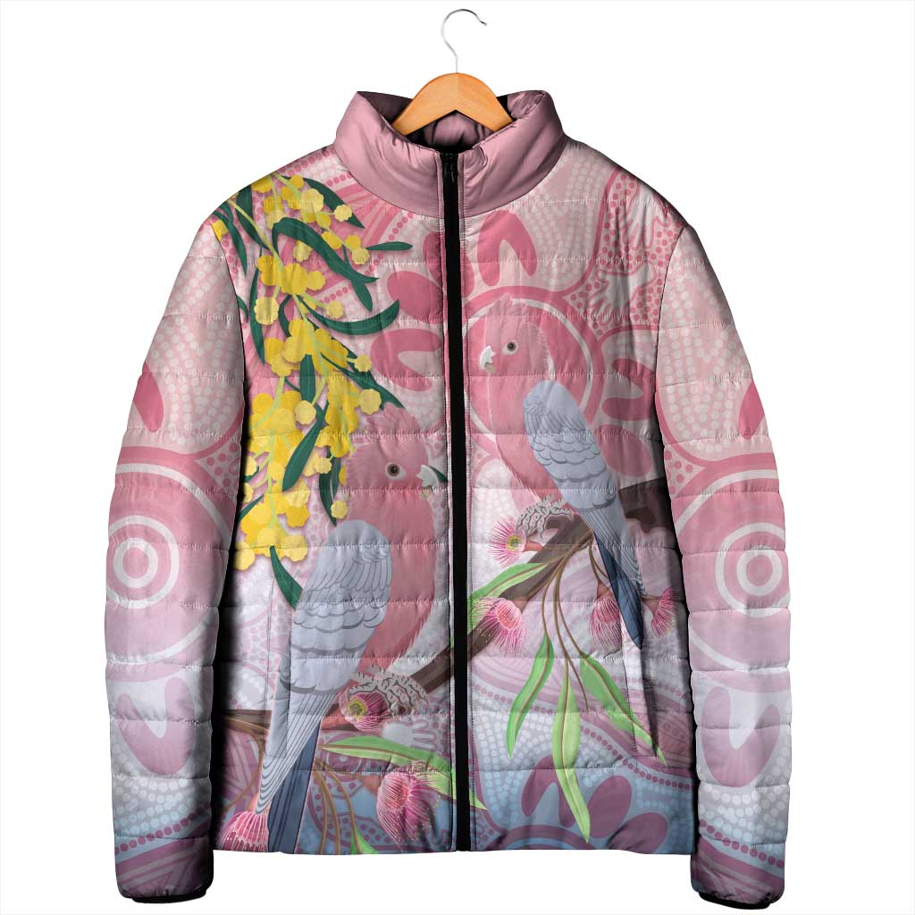 Australia Galah Padded Jacket Gumblossoms Golden Wattle Aboriginal Art - Aussie Hoodie