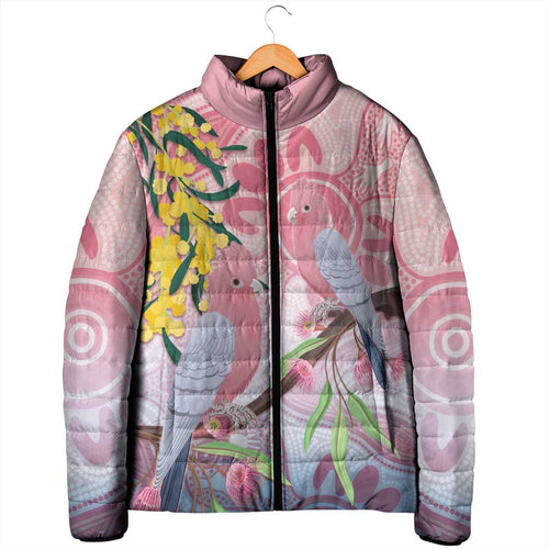 Australia Galah Padded Jacket Gumblossoms Golden Wattle Aboriginal Art - Aussie Hoodie