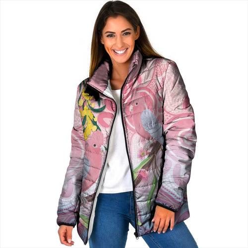 Australia Galah Padded Jacket Gumblossoms Golden Wattle Aboriginal Art - Aussie Hoodie