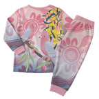 Australia Galah Christmas Pajama Set Gumblossoms Golden Wattle Aboriginal Art - Aussie Hoodie