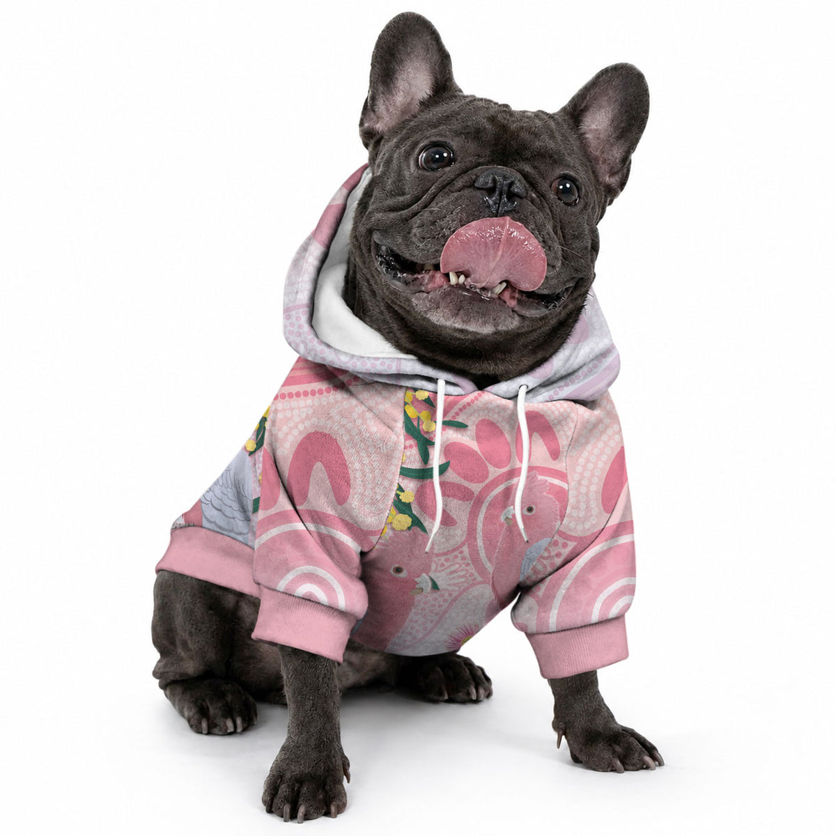 Australia Galah Pet Hoodie Gumblossoms Golden Wattle Aboriginal Art